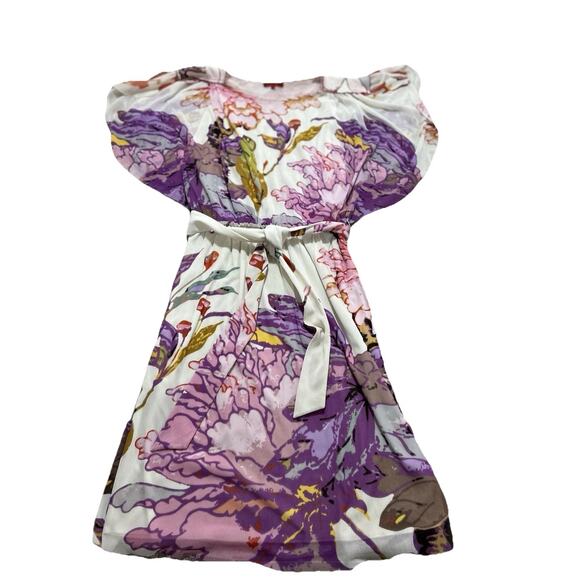 VIVIENNE TAM FLORAL DRESS SIZE M - Very Faint Stain On Belt ￼ - Picture 1 of 10